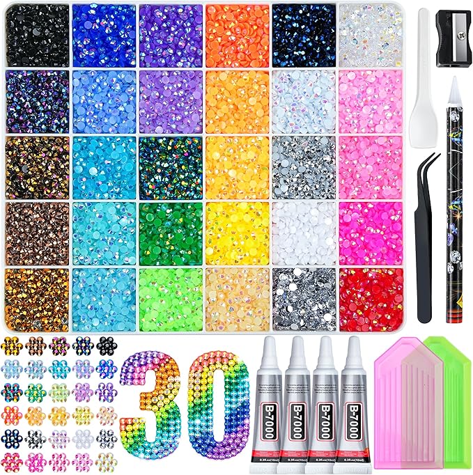 Resin Art Tool Kit - Resin Jelly Rhinestones Kit, 30 Colors