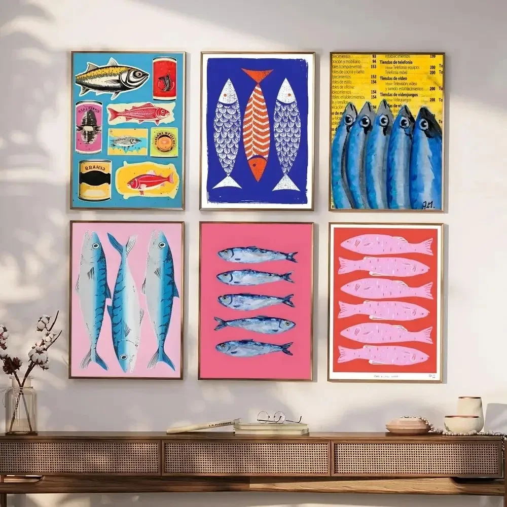 Resin Art Wall Decor - Colorful Sardine Lobster Fish Ocean Animal