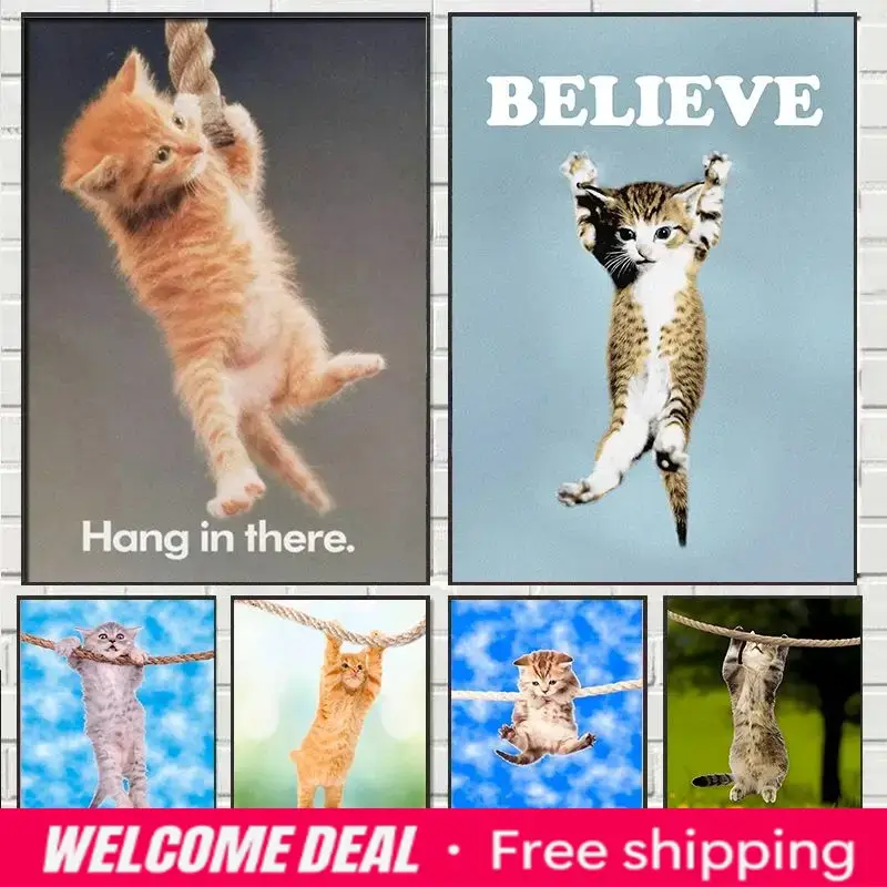 Resin Art Wall Decor - Hang In There Baby Cute Cat