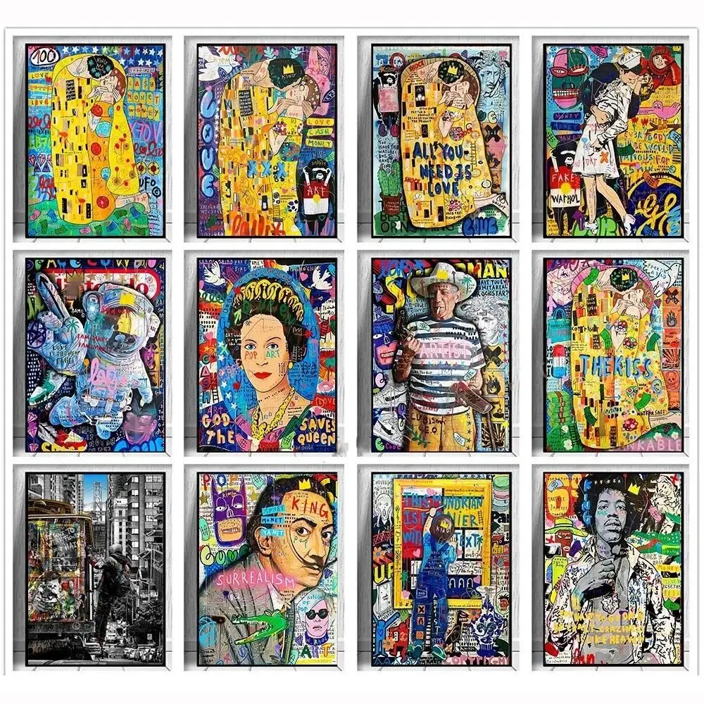 Resin Art Wall Decor - Banksy Art Gustav Klimt Kiss Graffiti