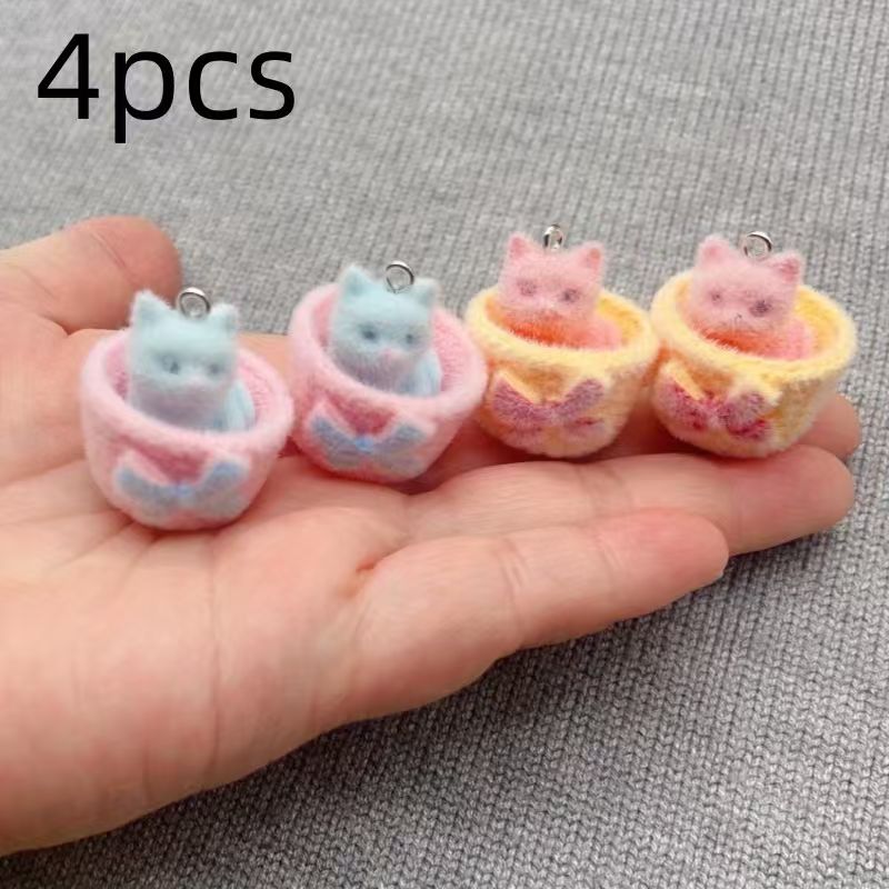 4pcs 3D plush resin cat pendan - Resin Art Supplies Near Me 评论和价格