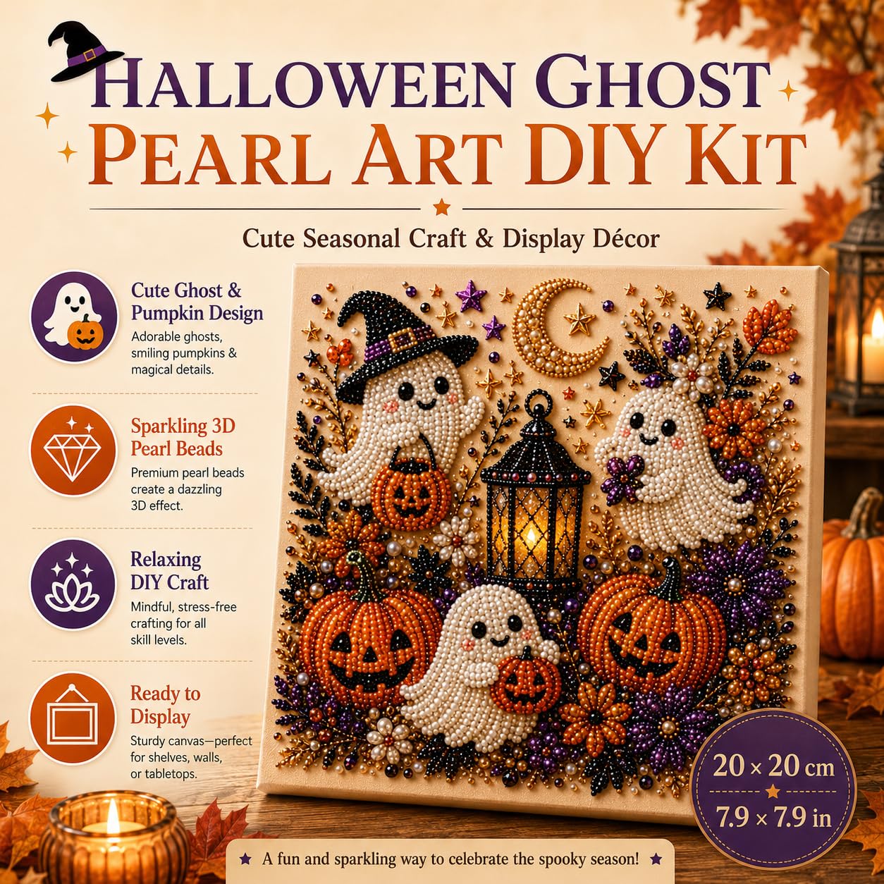 @Halloween Ghost Pearl Art Kit - Resin Art Wall Decor 评论和价格