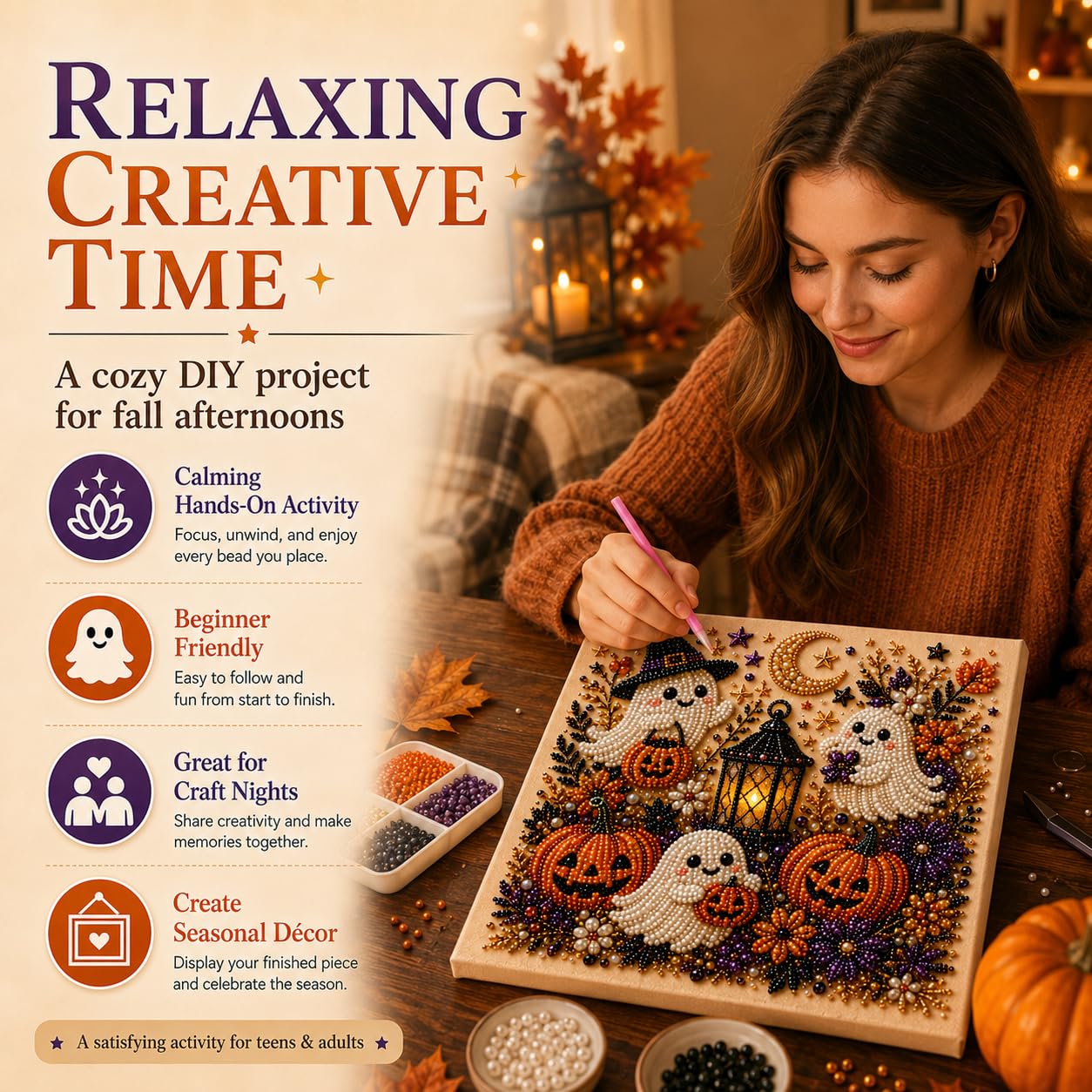 @Halloween Ghost Pearl Art Kit - Resin Art Wall Decor 评论和价格