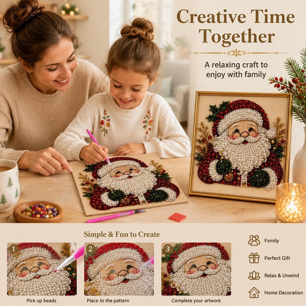 Christmas Santa Claus Pearl Ar - Resin Art Wall Decor 评论和价格