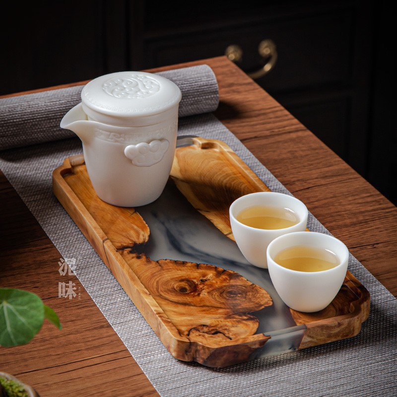 Japanese Zen Style Thuja Wood  - Resin Art Wooden Tray 评论和价格
