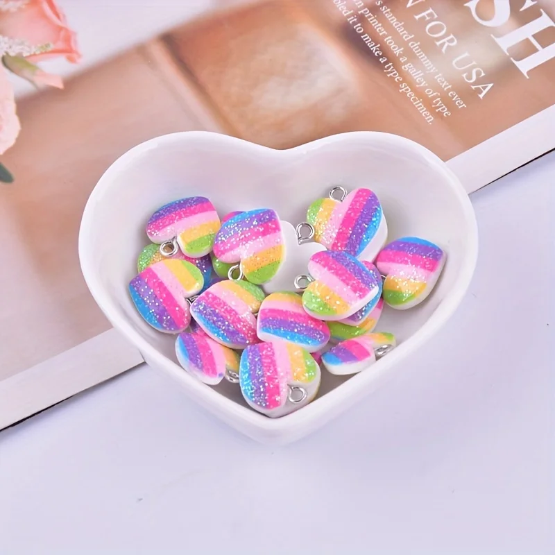 10Pcs Colorful Heart Resin Cha - Resin Art Supplies Near Me 评论和价格