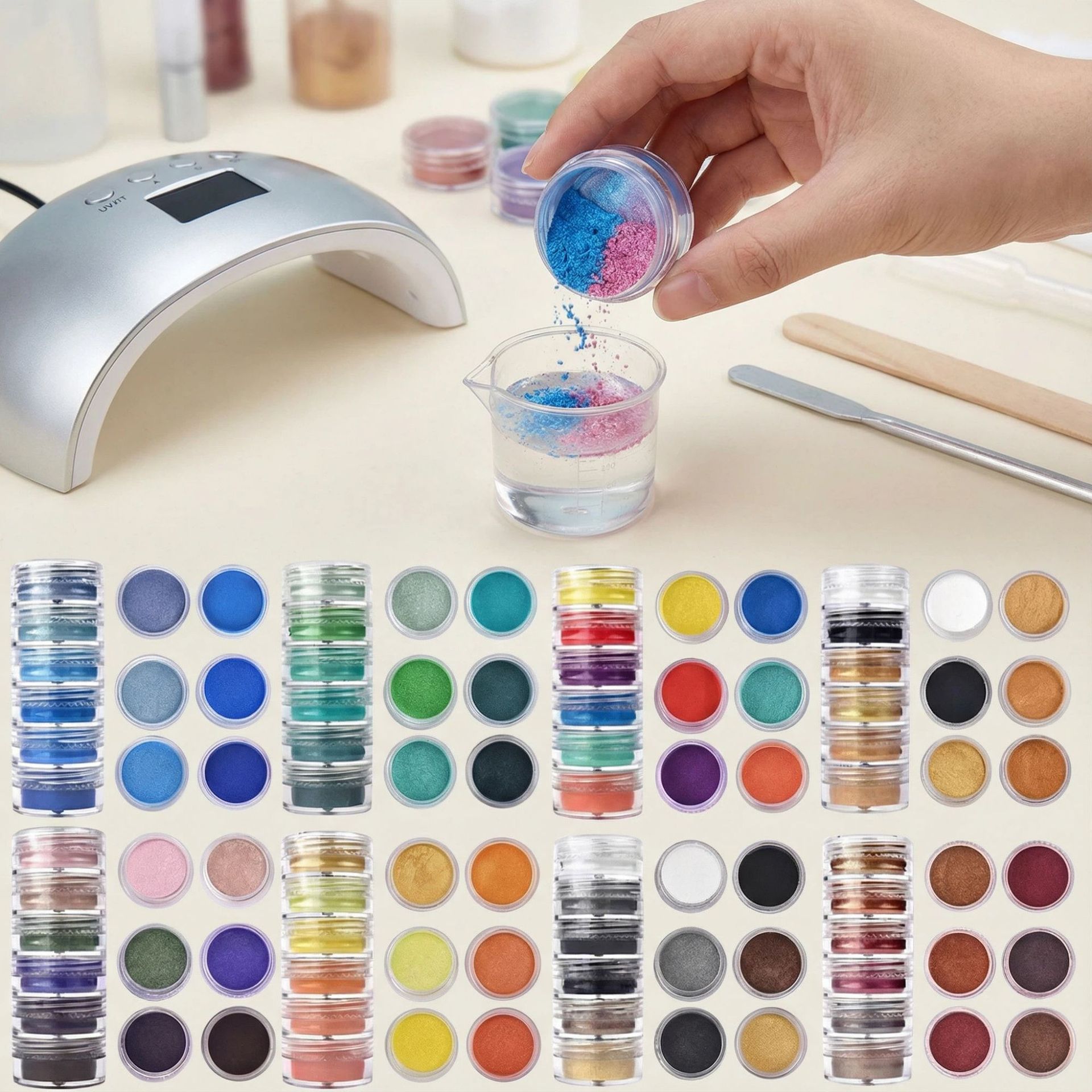 24/60 Colors Pearl Mica Glitte - Glitter Powder Resin 评论和价格