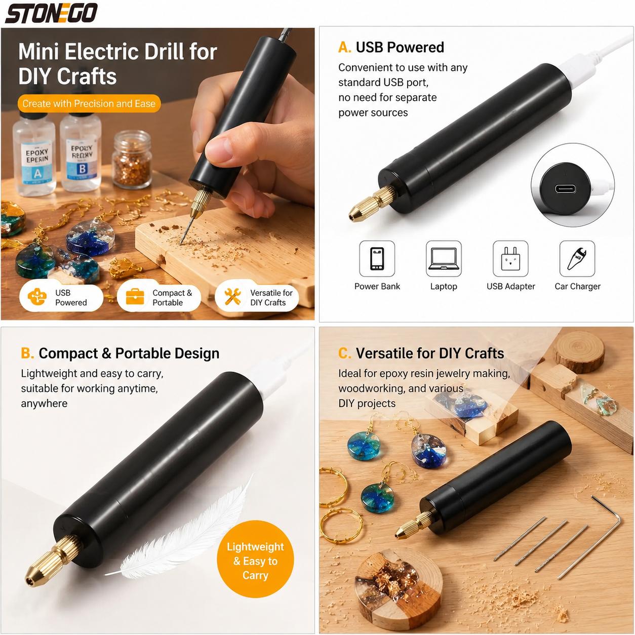Mini USB Powered Electric Dril - Resin Art Tool Kit 评论和价格