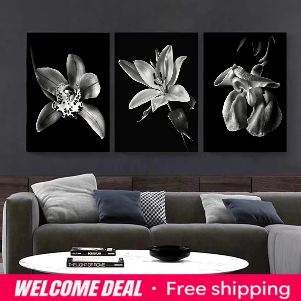 Black White Floral Diamond Pai - Resin Art Wall Decor 评论和价格