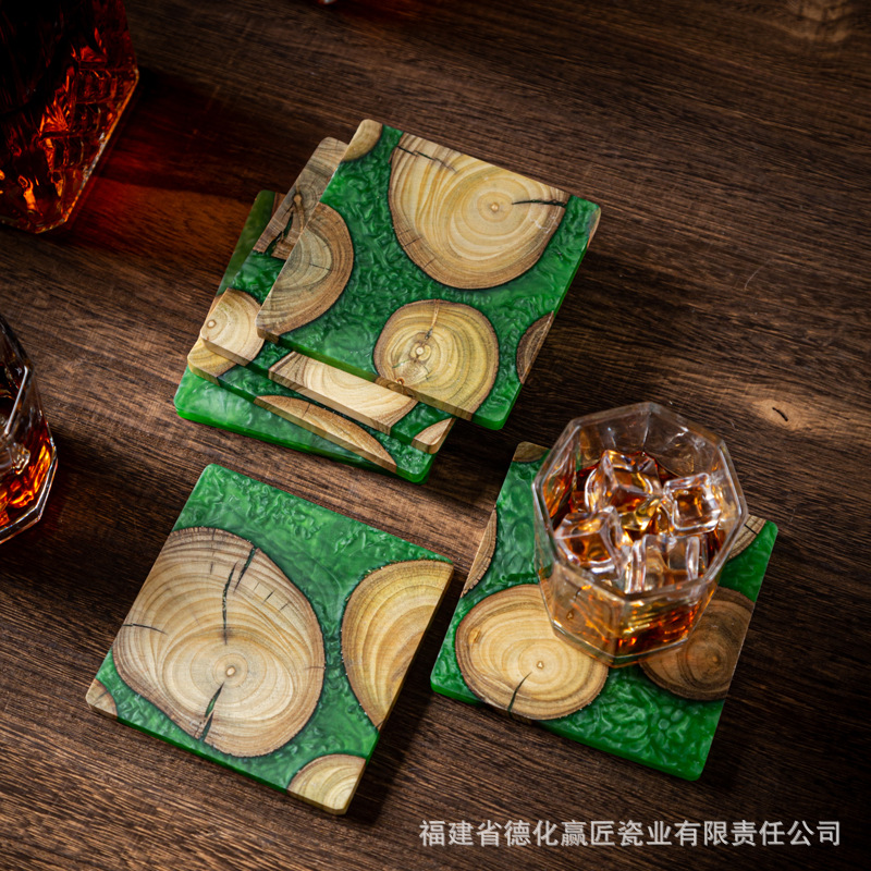 Zen Ink-Art Dry Brew Tea Tray  - Resin Art Wooden Tray 评论和价格