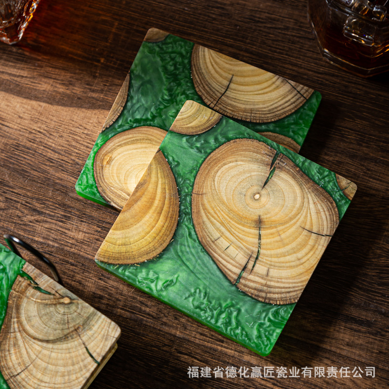 Zen Ink-Art Dry Brew Tea Tray  - Resin Art Wooden Tray 评论和价格