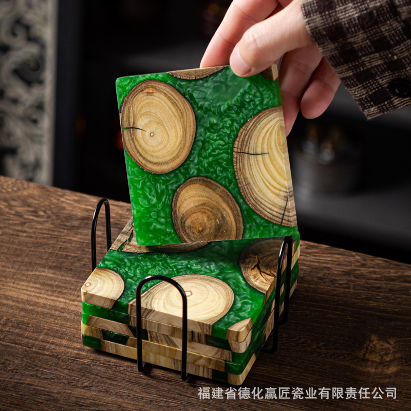 Zen Ink-Art Dry Brew Tea Tray  - Resin Art Wooden Tray 评论和价格
