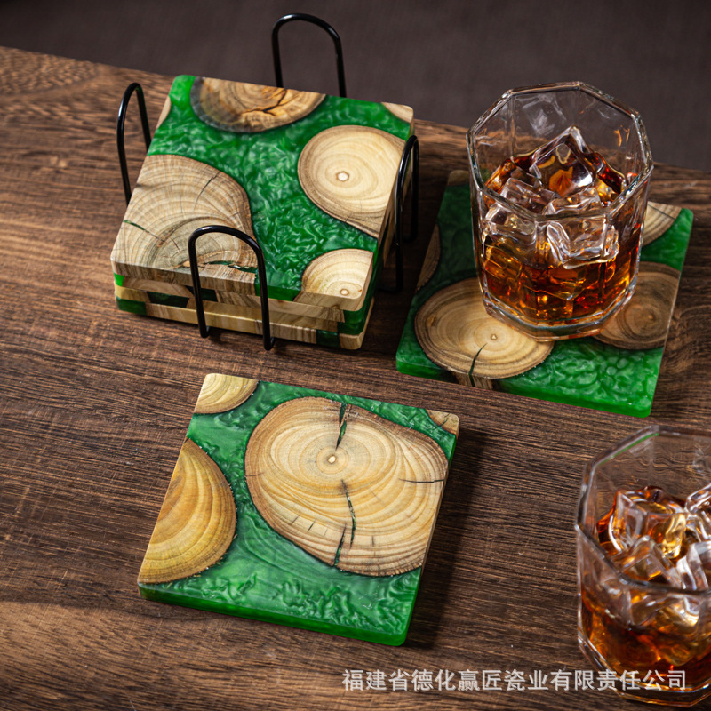 Zen Ink-Art Dry Brew Tea Tray  - Resin Art Wooden Tray 评论和价格