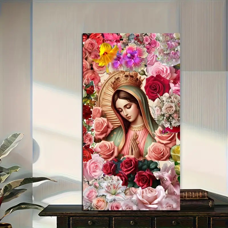Red Rose VIrgin Mary Flower Di - Resin Art Mary 评论和价格
