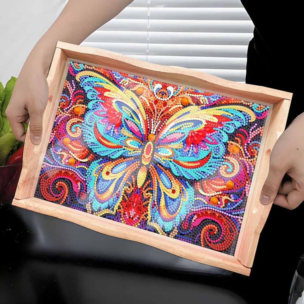 5D DIY Diamond Painted Wooden  - Resin Art Wooden Tray 评论和价格