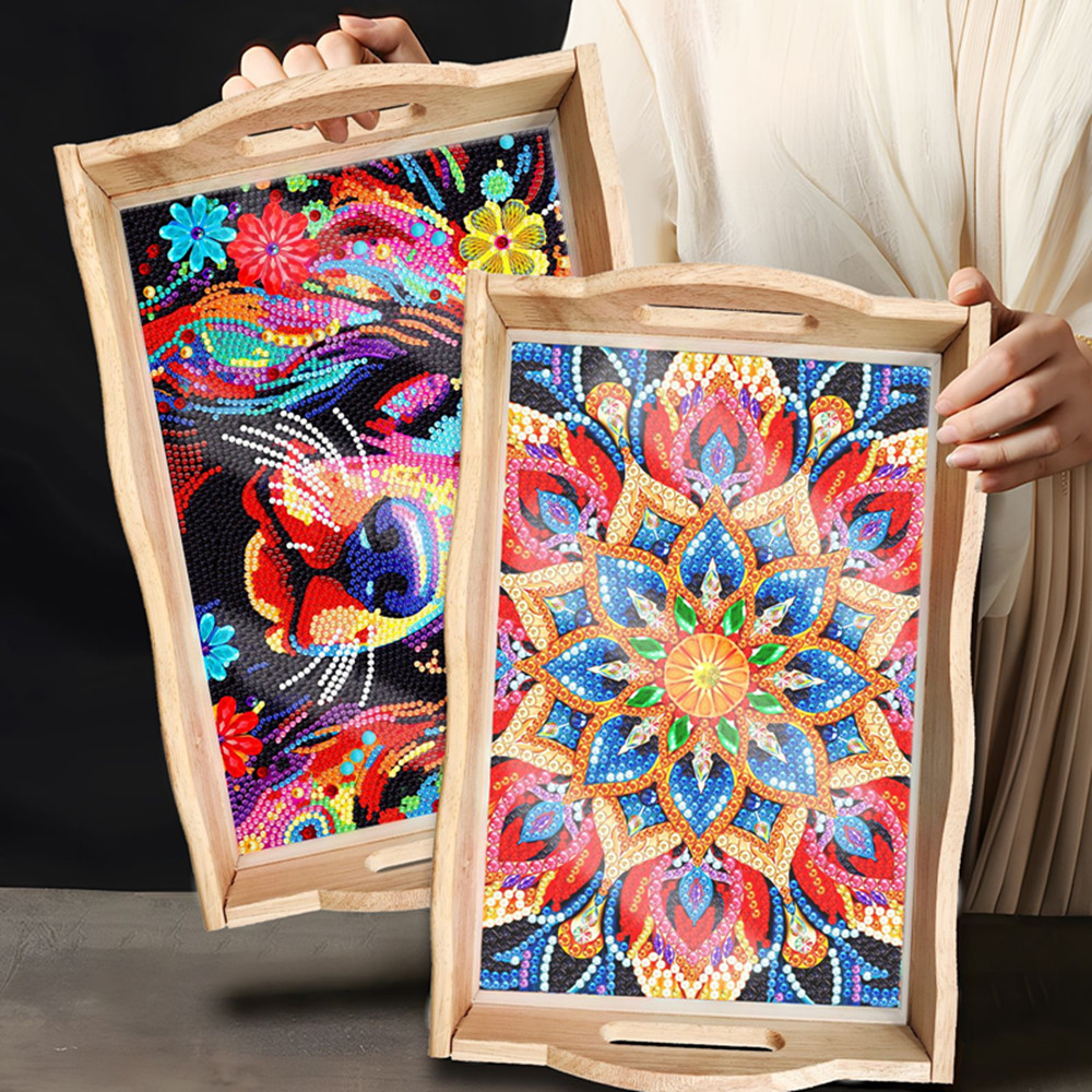 5D DIY Diamond Painted Wooden  - Resin Art Wooden Tray 评论和价格