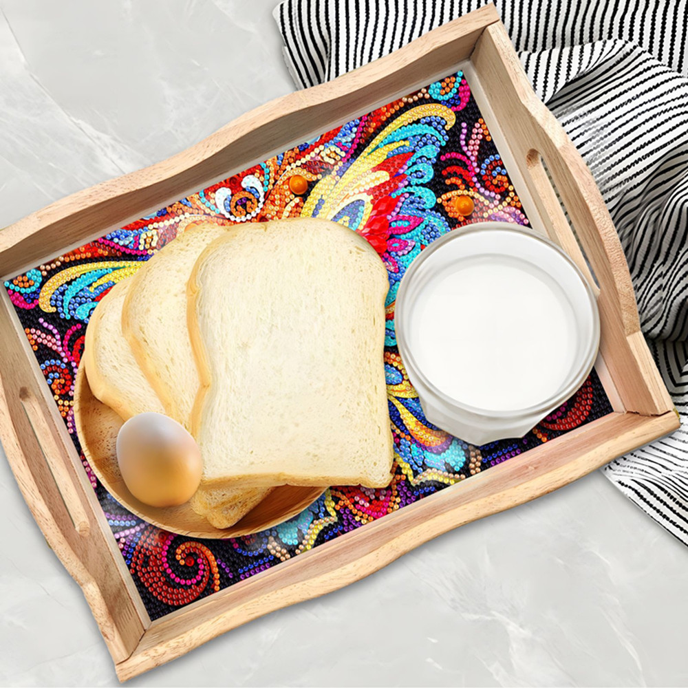 5D DIY Diamond Painted Wooden  - Resin Art Wooden Tray 评论和价格