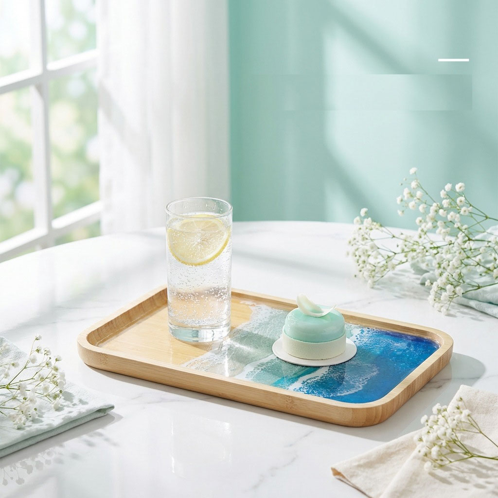 Epoxy Resin Ocean Art Decorati - Resin Art Wooden Tray 评论和价格