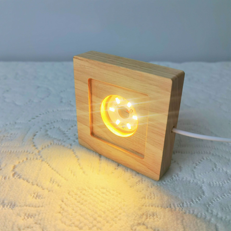 Square LED Lights Display Base - Resin Art Wooden Tray 评论和价格