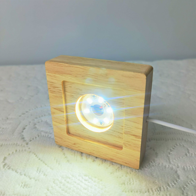 Square LED Lights Display Base - Resin Art Wooden Tray 评论和价格
