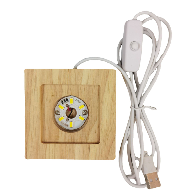 Square LED Lights Display Base - Resin Art Wooden Tray 评论和价格