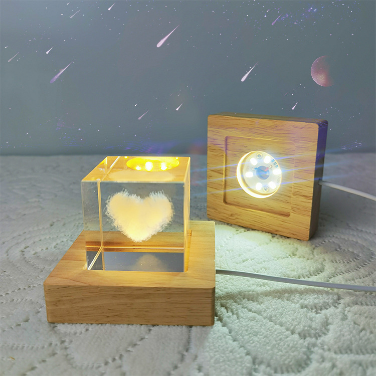 Square LED Lights Display Base - Resin Art Wooden Tray 评论和价格